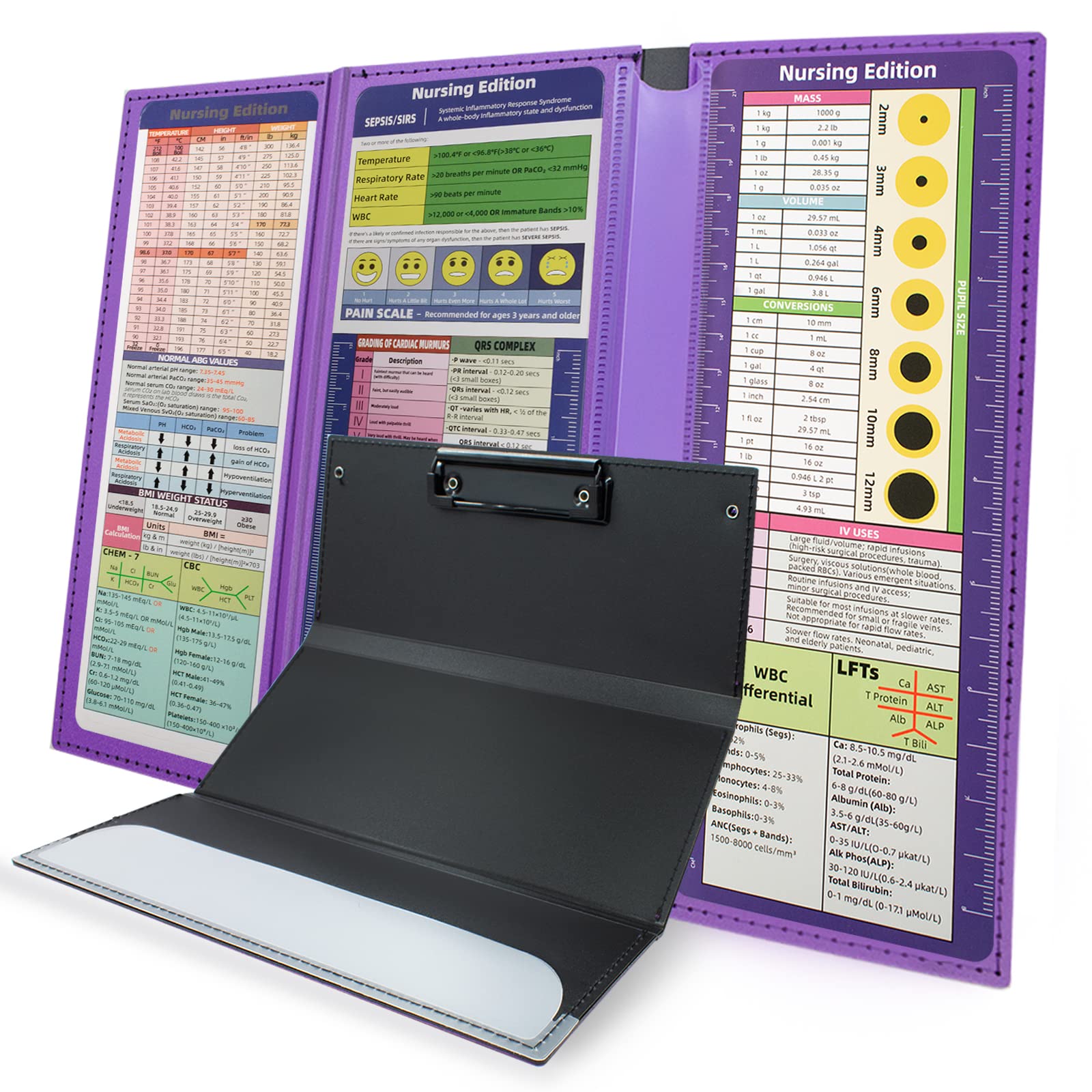 Twutgayw Nursing Clipboard, Portable Foldable Clipboard Pocket Size, 3 Layers Clip Board With Pen Holder For Students, Doctors,